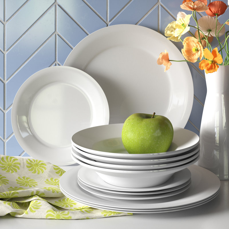 Wayfair Basics™ Everyday White 12 Piece Dinnerware Set, Service for 4